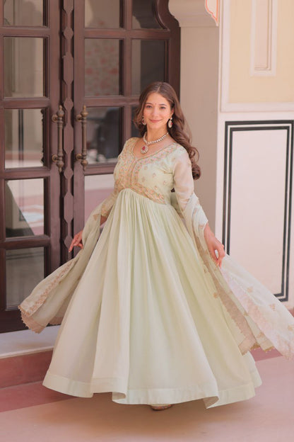 Royal Pista -Star Georgette With Beads &amp; Sequins Multi Embroidered work