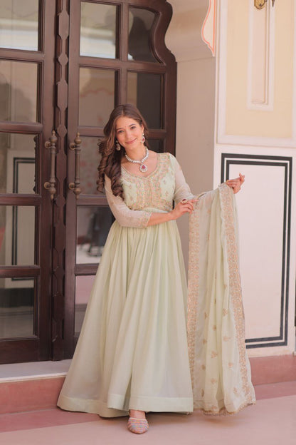 Royal Pista -Star Georgette With Beads &amp; Sequins Multi Embroidered work