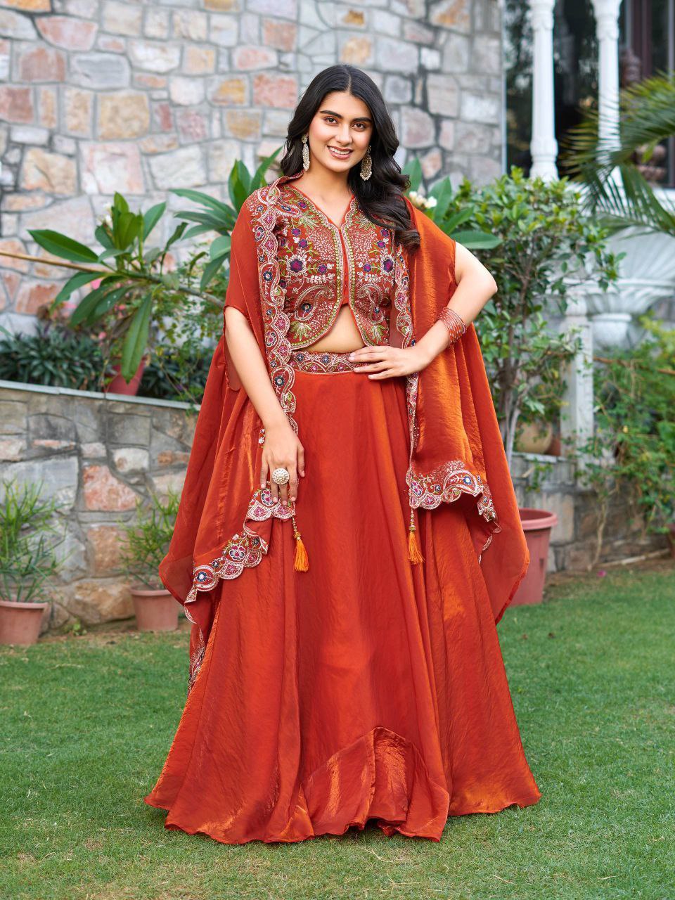 Royal Orange- Launching wedding special Lehenga Choli