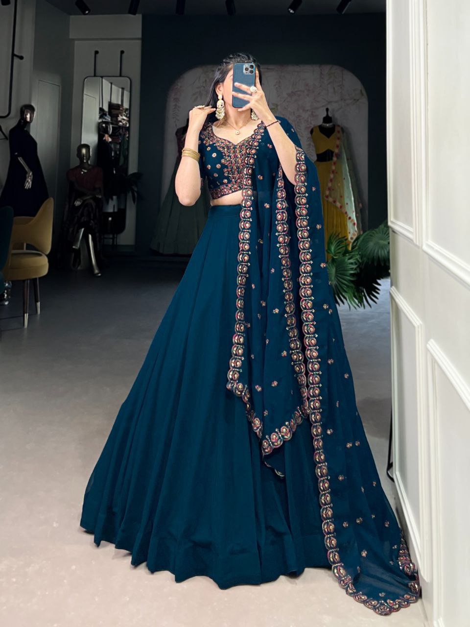 Presenting New Frozen Blue Lehenga Choli With Dupatta For Women And Girls