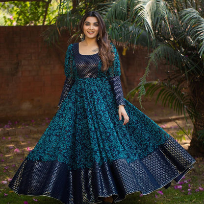 Blue Beauty Georgette With Digital printed simple fresh floral collection