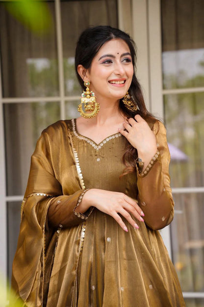 New Stylest Most Trending Gold Color Anarkali suit