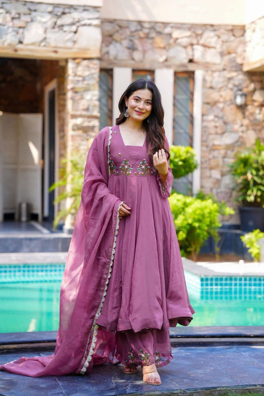 Presenting New Designer Party Wear Look Top-Plazzo and Dupatta With Heavy Embroidery Work