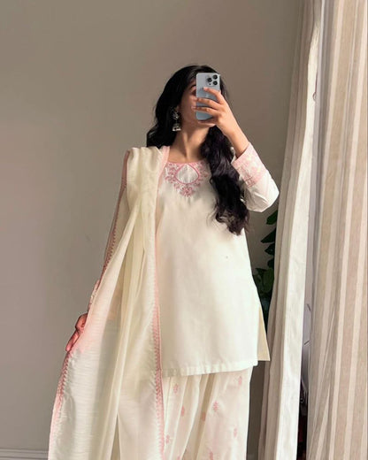 Royal White Party Wear Look top with farshi salwar