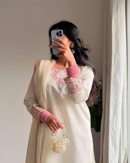 Royal White Party Wear Look top with farshi salwar