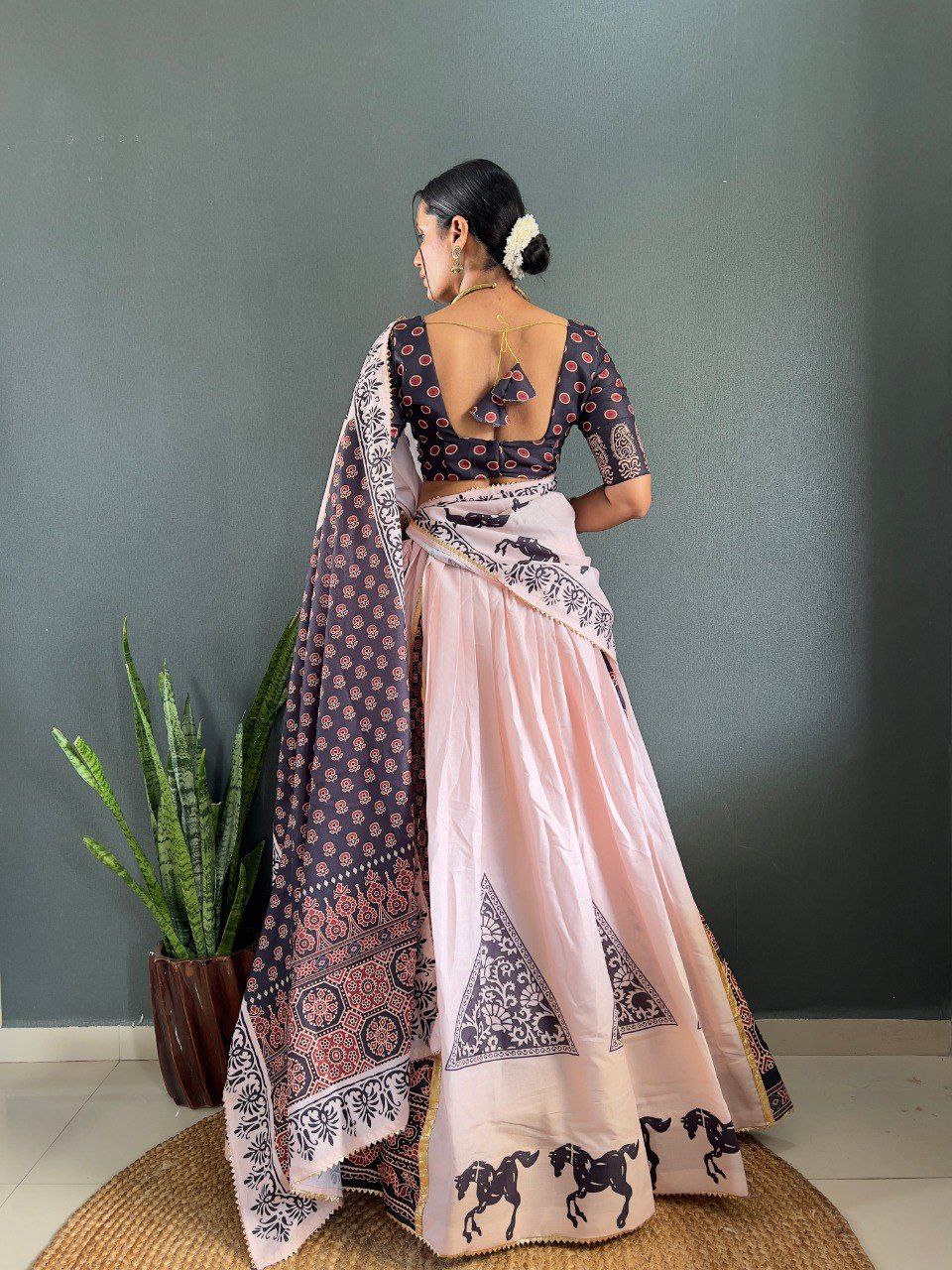 ROYAL COLOUR PURE COTTON DIGITAL PRINT LAHENGA CHOLI