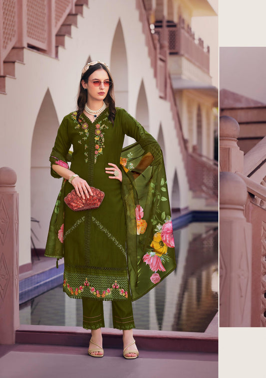Green Kurti Embriodery & Handwork on Pure Viscose fabric.