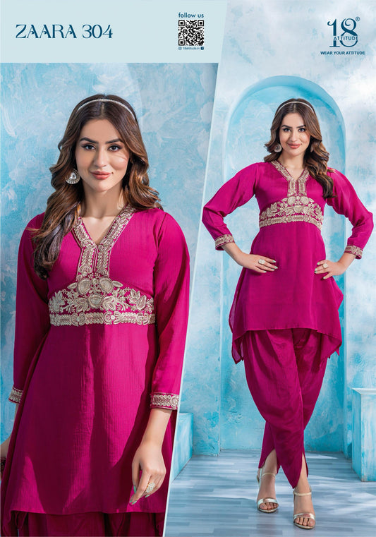 Pink Color Kurti in Pure Chinnon With Lining Fabrics.