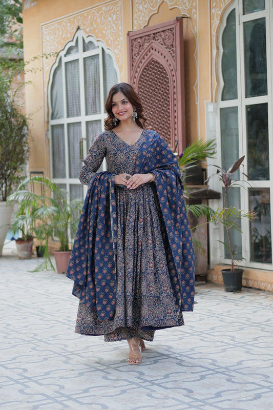 Trendy Blue Kurti with Pant & Dupatta Set – Stylish & Comfortable Ethnic Wea