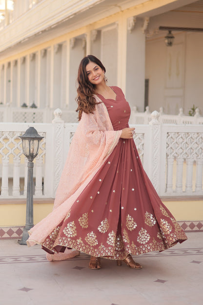 Blush Pink Embroidered Faux Georgette Outfit with Zari & Sequins – Party Wear