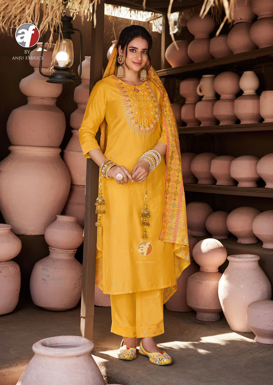 Trendy Yellow Viscose Nylon And Aari Work Kurti With Dupatta – Elegant Ethnic Wear for Women