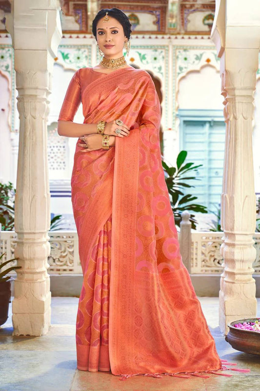 PINK COLOUR SOFT LICHI SILK CLOTH AND RICH PALLU & JACQUARD  PATTERN WORK  ON ALL OVER THE SAREE