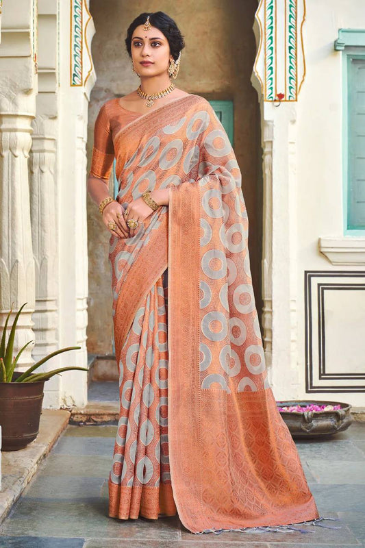 GRAY COLOUR SOFT LICHI SILK CLOTH AND RICH PALLU & JACQUARD PATTERN WORK ON ALL OVER THE SAREE